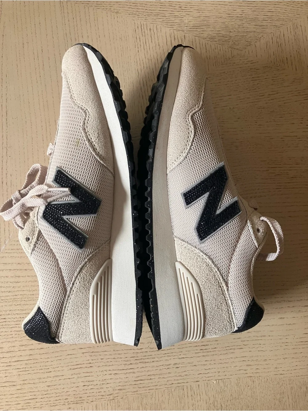 New Balance Beige and Black  Retro Runner Sneakers